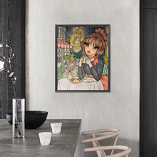 Load image into Gallery viewer, AB Diamond Painting - Full Round - Girl Drinking Coffee In Paris (40*50CM)