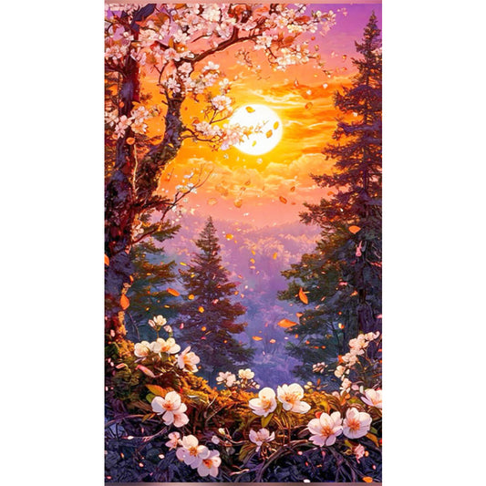 AB Diamond Painting - Full Round - Flowers, Forest And Sun (40*70CM)