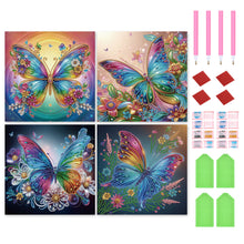 Load image into Gallery viewer, 4 Pcs Diamond Painting - Partial Special Shaped - Flowers And Butterflies (30*30CM)