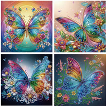 Load image into Gallery viewer, 4 Pcs Diamond Painting - Partial Special Shaped - Flowers And Butterflies (30*30CM)