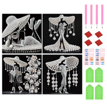 Load image into Gallery viewer, 4 Pcs Diamond Painting - Partial Special Shaped - Elegant Lady (30*30CM)