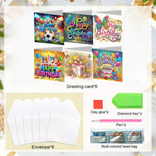 Load image into Gallery viewer, 6PCS Birthday DIY Diamond Art Greeting Cards Congratulations Cards & Gifts