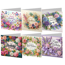 Load image into Gallery viewer, 6PCS Birthday DIY Diamond Art Greeting Cards Congratulations Cards & Gifts