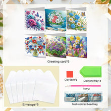 Load image into Gallery viewer, 6PCS Flowers DIY Diamond Art Greeting Cards Congratulations Cards & Gifts