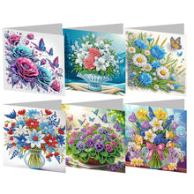 Load image into Gallery viewer, 6PCS Flowers DIY Diamond Art Greeting Cards Congratulations Cards & Gifts