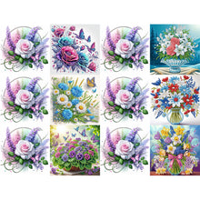 Load image into Gallery viewer, 6PCS Flowers DIY Diamond Art Greeting Cards Congratulations Cards & Gifts