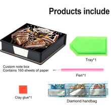 Load image into Gallery viewer, Animals Leather Diamond Art Note Box with 160 Sheets of Paper for DIY Art Craft