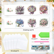 Load image into Gallery viewer, 6Pcs Bouquet DIY Diamond Painting Card Diamond Drawing Card for Adults Beginners