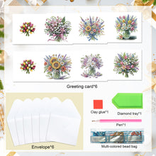 Load image into Gallery viewer, 6Pcs Bouquet DIY Diamond Painting Card Diamond Drawing Card for Adults Beginners