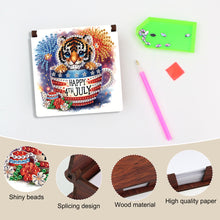 Load image into Gallery viewer, Wood Independence Day Teacup Tiger Diamond Painting Memo Pad Holder Mosaic Kit