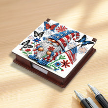 Load image into Gallery viewer, Wood Independence Day Gnome Diamond Painting Memo Pad Holder Mosaic Kit