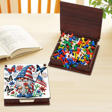 Load image into Gallery viewer, Wood Independence Day Gnome Diamond Painting Memo Pad Holder Mosaic Kit