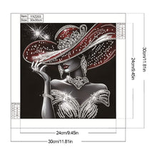 Load image into Gallery viewer, Diamond Painting - Partial Special Shaped - Elegant Top Hat Lady (30*30CM)