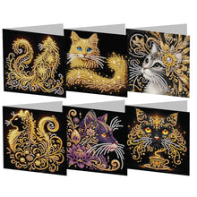 Load image into Gallery viewer, 6pcs Diamond Painting Greeting Cards DIY Diamond Art Cards for Adults (Cat)