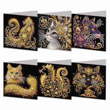 Load image into Gallery viewer, 6pcs Diamond Painting Greeting Cards DIY Diamond Art Cards for Adults (Cat)