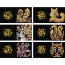Load image into Gallery viewer, 6pcs Diamond Painting Greeting Cards DIY Diamond Art Cards for Adults (Cat)