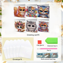 Load image into Gallery viewer, 6pcs Diamond Painting Greeting Cards DIY Diamond Art Cards for Adults (Kitten)