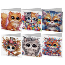 Load image into Gallery viewer, 6pcs Diamond Painting Greeting Cards DIY Diamond Art Cards for Adults (Kitten)