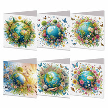 Load image into Gallery viewer, 6pcs Diamond Painting Greeting Cards DIY Diamond Art Cards for Adults (Earth)
