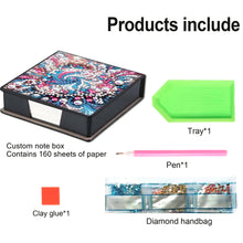 Load image into Gallery viewer, Leather Animals Diamond Painting Notecard Box Flowers Gem Art Sticky Note Holder