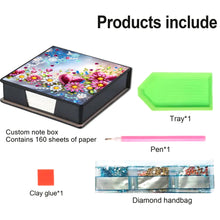 Load image into Gallery viewer, Leather Animals Diamond Painting Notecard Box Flowers Gem Art Sticky Note Holder