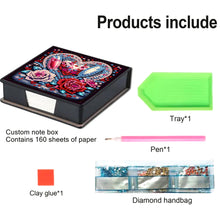 Load image into Gallery viewer, Leather Animals Diamond Painting Notecard Box Flowers Gem Art Sticky Note Holder
