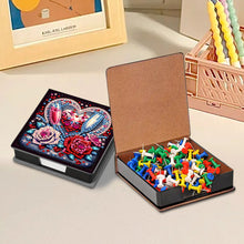 Load image into Gallery viewer, Leather Animals Diamond Painting Notecard Box Flowers Gem Art Sticky Note Holder
