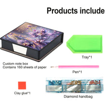 Load image into Gallery viewer, Leather Animals Diamond Painting Notecard Box Flowers Gem Art Sticky Note Holder