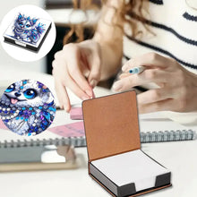 Load image into Gallery viewer, Leather Animals Diamond Painting Notecard Box Flowers Gem Art Sticky Note Holder