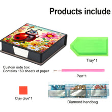Load image into Gallery viewer, Leather Animals Diamond Painting Notecard Box Flowers Gem Art Sticky Note Holder