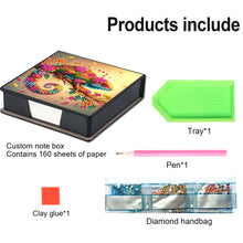 Load image into Gallery viewer, Leather Animals Diamond Painting Notecard Box Flowers Gem Art Sticky Note Holder
