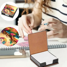 Load image into Gallery viewer, Leather Animals Diamond Painting Notecard Box Flowers Gem Art Sticky Note Holder