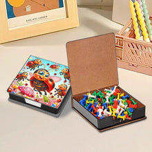 Load image into Gallery viewer, Leather Animals Diamond Painting Notecard Box Flowers Gem Art Sticky Note Holder
