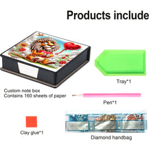 Load image into Gallery viewer, Leather Animals Diamond Painting Notecard Box Flowers Gem Art Sticky Note Holder