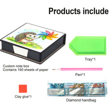 Load image into Gallery viewer, Leather Animals Diamond Painting Notecard Box Flowers Gem Art Sticky Note Holder