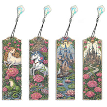 Load image into Gallery viewer, 4 Pcs Diamond Painting Bookmarks DIY Diamond Art Bookmarks Kits (White Horse)