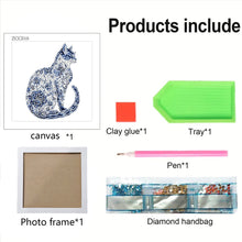 Load image into Gallery viewer, Diamond Painting - Partial Special Shaped - Blue Cat (18*18CM)