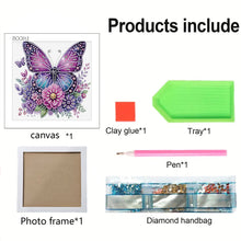 Load image into Gallery viewer, Diamond Painting - Partial Special Shaped - Purple Butterfly (18*18CM)