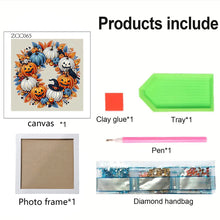 Load image into Gallery viewer, Diamond Painting - Partial Special Shaped - Halloween Pumpkin Wreath (18*18CM)