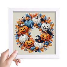 Load image into Gallery viewer, Diamond Painting - Partial Special Shaped - Halloween Pumpkin Wreath (18*18CM)