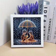 Load image into Gallery viewer, Diamond Painting - Partial Special Shaped - Boy And Girl On Rainy Night (18*18CM)