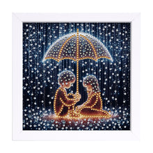 Load image into Gallery viewer, Diamond Painting - Partial Special Shaped - Boy And Girl On Rainy Night (18*18CM)