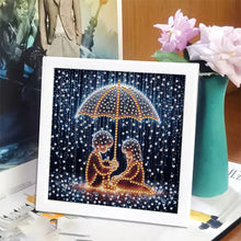 Load image into Gallery viewer, Diamond Painting - Partial Special Shaped - Boy And Girl On Rainy Night (18*18CM)