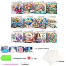 Load image into Gallery viewer, 12pcs Diamond Painting Greeting Cards Handmade Diamond Art Cards for Adults (B)