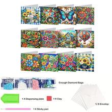 Load image into Gallery viewer, 12pcs Diamond Painting Greeting Cards Handmade Diamond Art Cards for Adults (C)