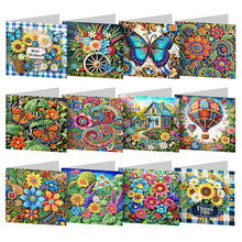 Load image into Gallery viewer, 12pcs Diamond Painting Greeting Cards Handmade Diamond Art Cards for Adults (C)