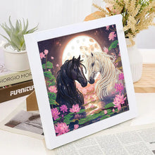 Load image into Gallery viewer, Diamond Painting - Partial Special Shaped - Black Horse And White Horse (30*30CM)