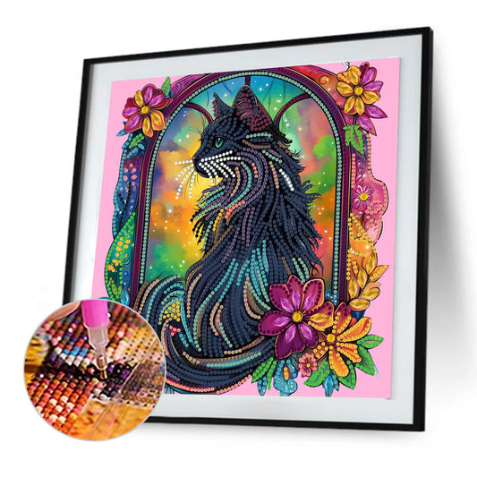 Diamond Painting - Partial Special Shaped - Black Cat (30*30CM)