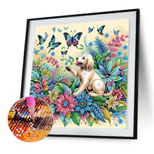 Load image into Gallery viewer, Diamond Painting - Partial Special Shaped - Puppy With Flowers (30*30CM)