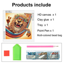 Load image into Gallery viewer, Diamond Painting - Partial Special Shaped - Funny Lion (30*30CM)